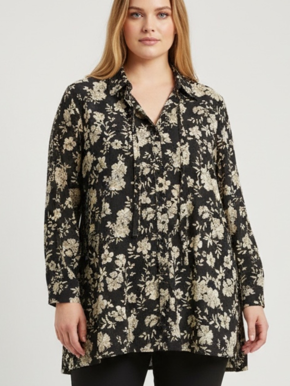 CJ Banks Long Sleeve Button Down Tunic Shirt Size 3X